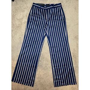 Banana Republic Women's Size 8 Navy Striped Wide-Leg Pants Casual
